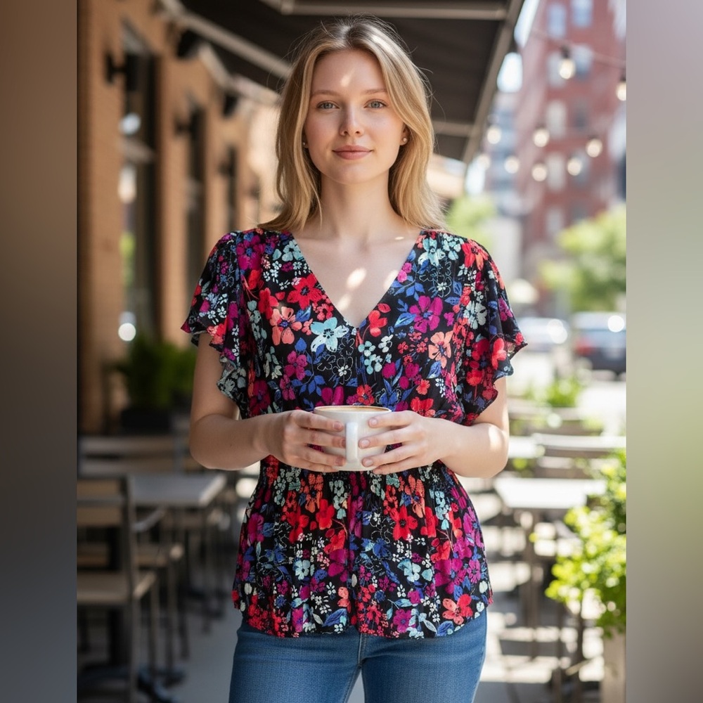 Maurice’s Vibrant Floral Blouse Size XL